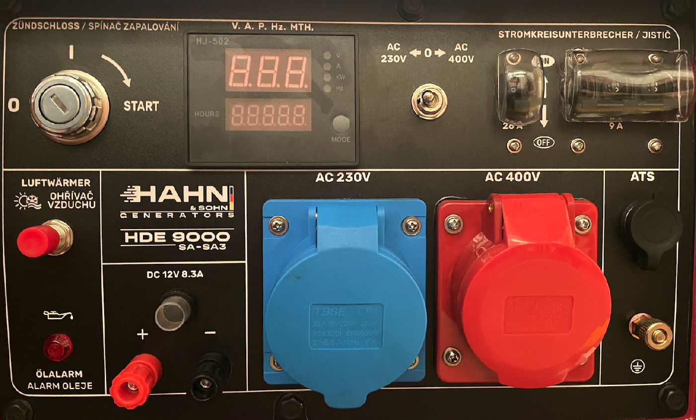 Hahn & Sohn HDE 9000SA-SA3 1/3 Dieselový Generátor 6,5kW, 230V/400V
