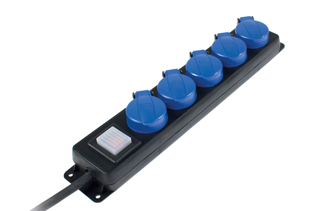 AS Schwabe Kempovací zásuvková lišta s vypínačem se světelným indikátorem napětí 5cestná  - 4,5m