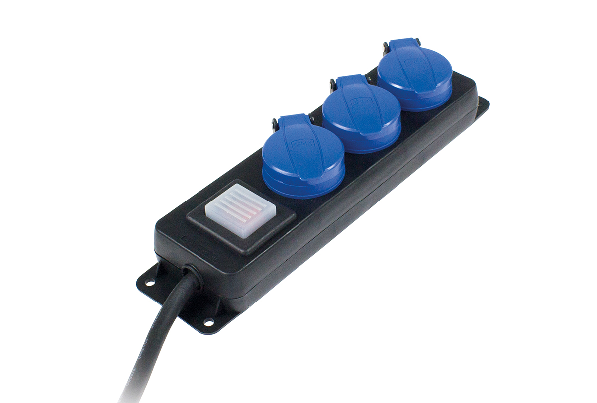 AS Schwabe Kempovací zásuvková lišta s vypínačem se světelným indikátorem napětí 3cestná - 1,5m