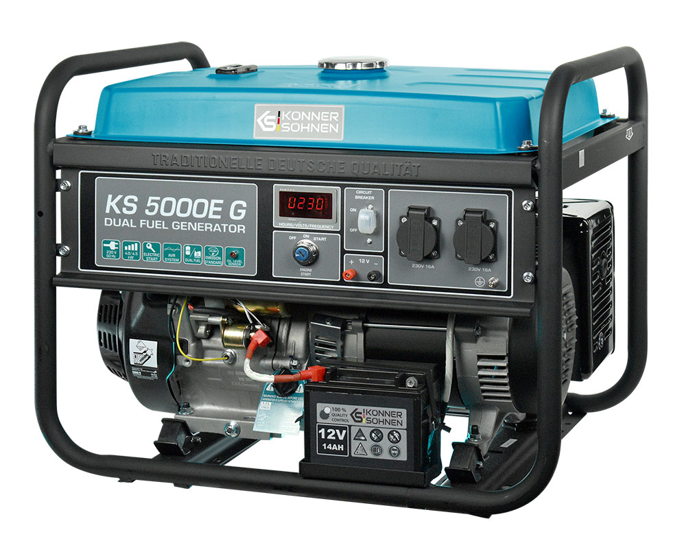 Könner & Söhnen KS 5000E G LPG/benzínová elektrocentrála 4,5kW / 230V