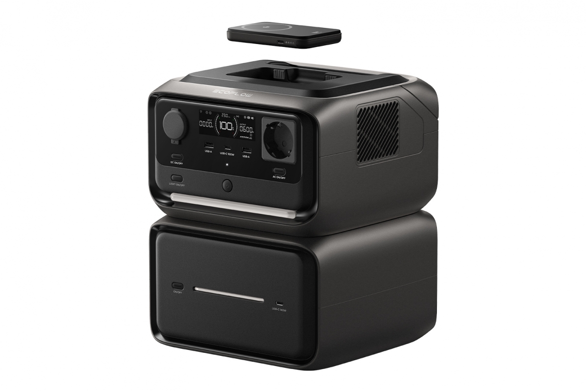 EcoFlow RIVER 3 Max Plus Wireless – přenosná bateriová stanice s přídavnou baterií a magnetickou powerbankou