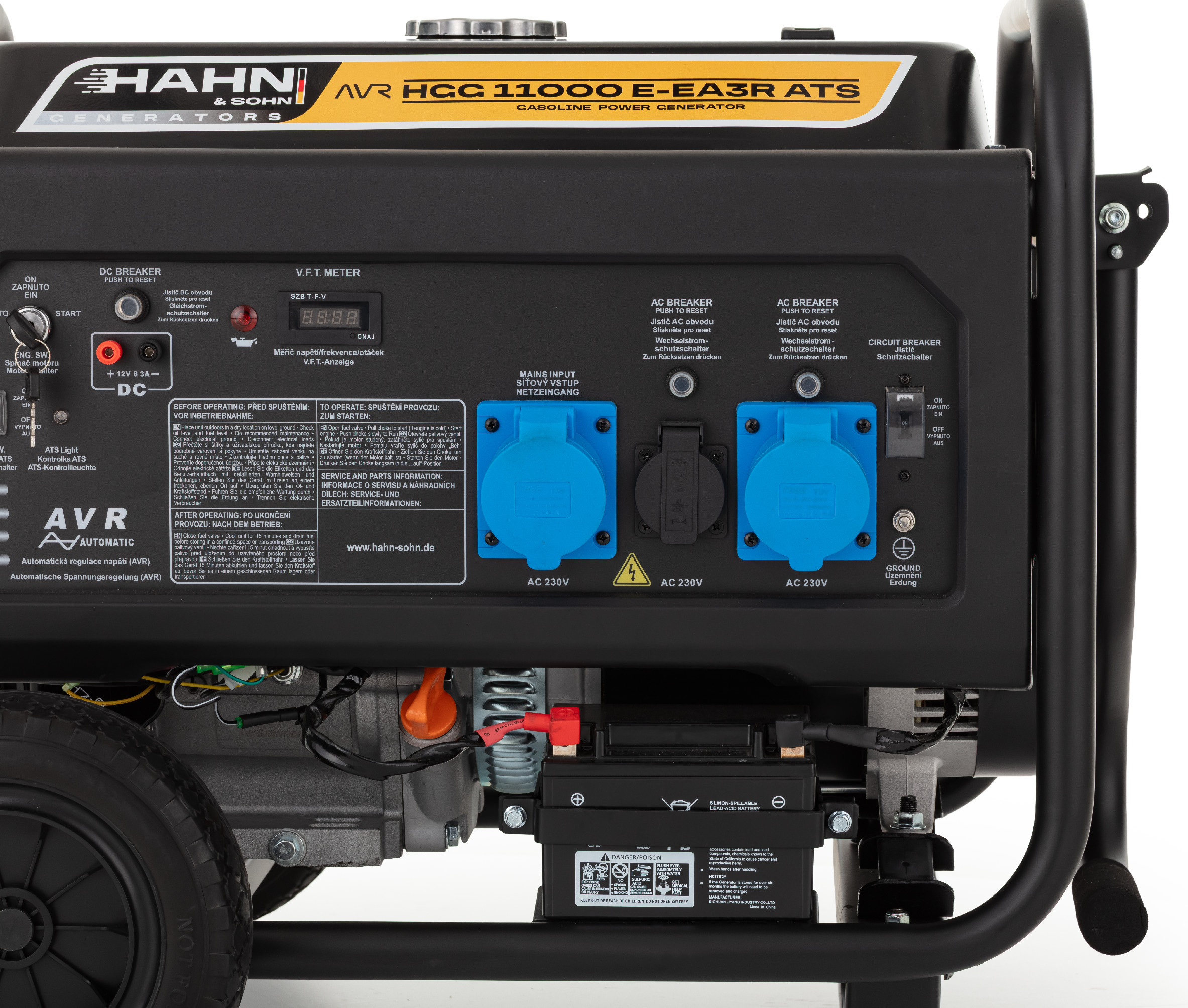 Hahn & Sohn HGG11000E-EA3R ATS Benzínová elektrocentrála 230/400V, 8.0 kW