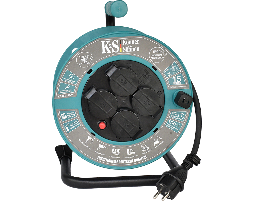 Könner & Söhnen KS CR-15M Prodlužovací kabel 15m, 4x230V, 3×1,5 mm2