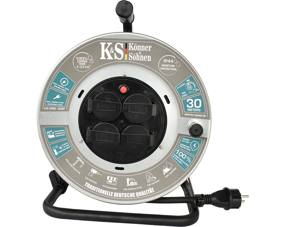 Könner & Söhnen KS CRM-30M Prodlužovací kabel 30m, 4x230V, 3x2,5 mm2