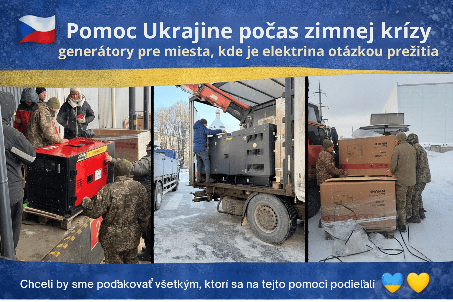 Pomoc Ukrajine v zimnej kríze: generátory pre miesta, kde je elektrina otázkou prežitia