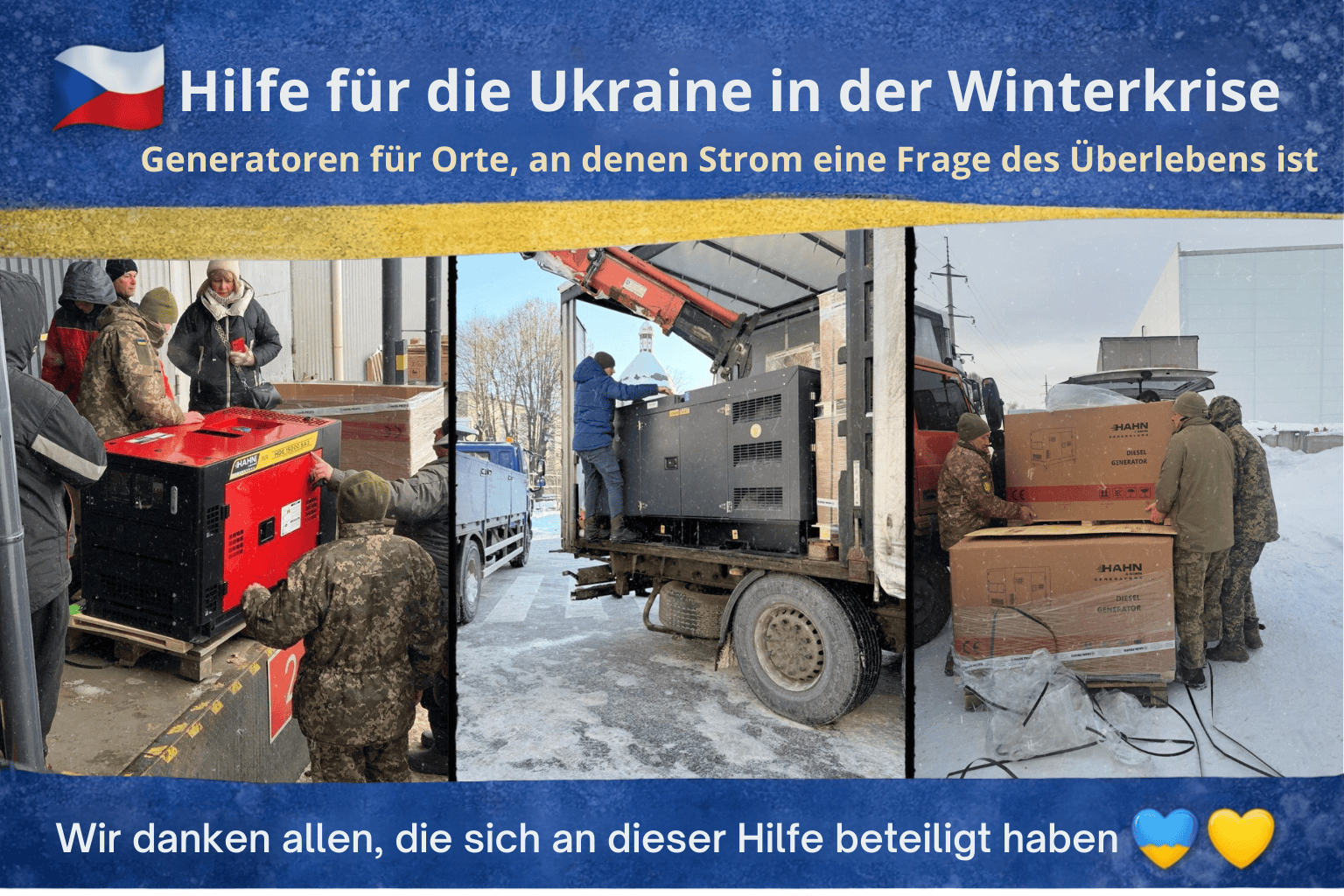 Hilfe für die Ukraine in der Winterkrise: Generatoren für Orte, an denen Strom eine Frage des Überlebens is