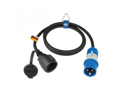 Camping - Adapter cable with CEE plug and earthing contact coupling with Powerlight voltage display