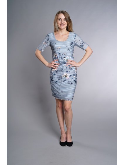 Dámské letní pouzdrové šaty s podšívkou Jorga (Barva světle modrá, Velikost 48 / XXXL)