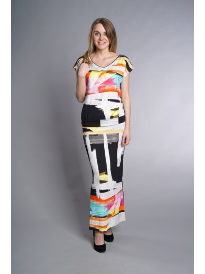 Dámská sukně dlouhá Laura vzor (Barva 50 / XXXXL, Velikost abstrakce pastelová)