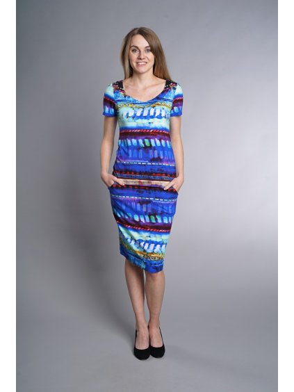 Dámská sukně s kapsami Jena, barevná (Barva kobaltová, Velikost 46 / XXL)