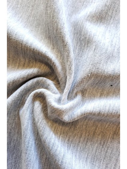 Teplákovina bavlna/elastan, jednobarevná - melír sv. šedá