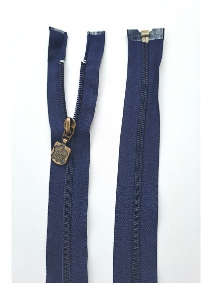 Dlouhý zip dělitelný - středně hrubý 80  cm, zuby 6 mm spirála navy