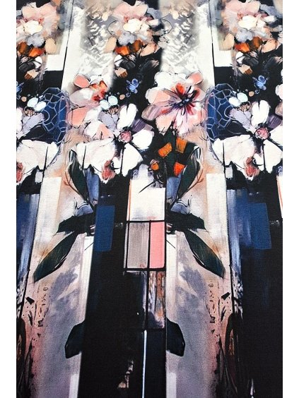 Viskóza tisk - starorůžové květy, raport 100 cm, panel