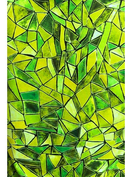 Viskóza tisk - geometrie zelená, prémiová kvalita
