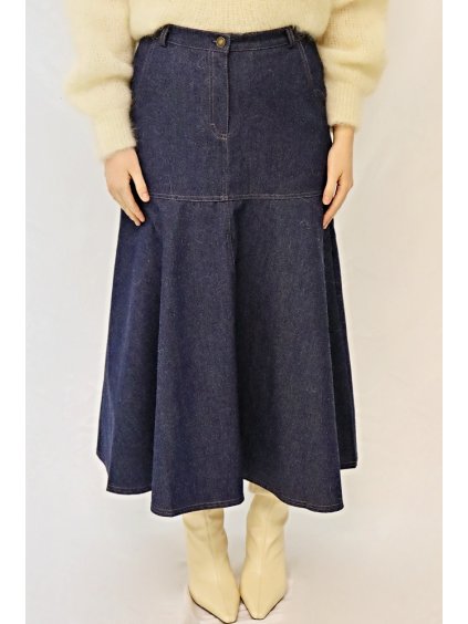 Dámská dlouhá sukně jeans, modrá