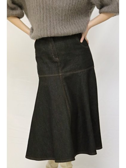 Dámská dlouhá sukně jeans, černá
