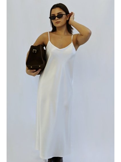 Dámské saténové šaty Anwen, bílá