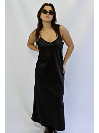 Dámské saténové šaty Anwen, černá