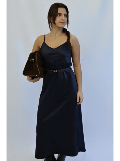 Dámské saténové šaty Anwen, modrá