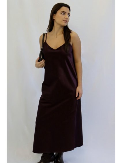 Dámské saténové šaty Anwen, vínová tmavá