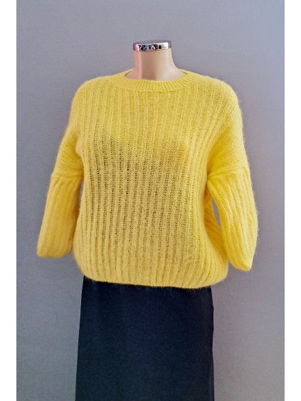 Dámský svetr kr.rukáv Mohair, žlutá