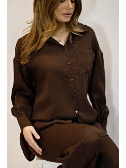 Dámská košile Len, hnědá