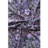 Viskóza tisk - drobné květy na fialové, prémiová kvalita