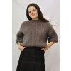 Dámský svetr kr.rukáv Mohair, šedo-oříšková