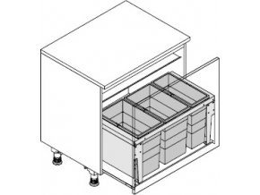 Vestavný odpadkový koš Triple XL 80 3631-88