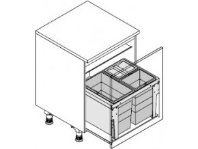 Vestavný odpadkový koš Triple XL 60 3631-69