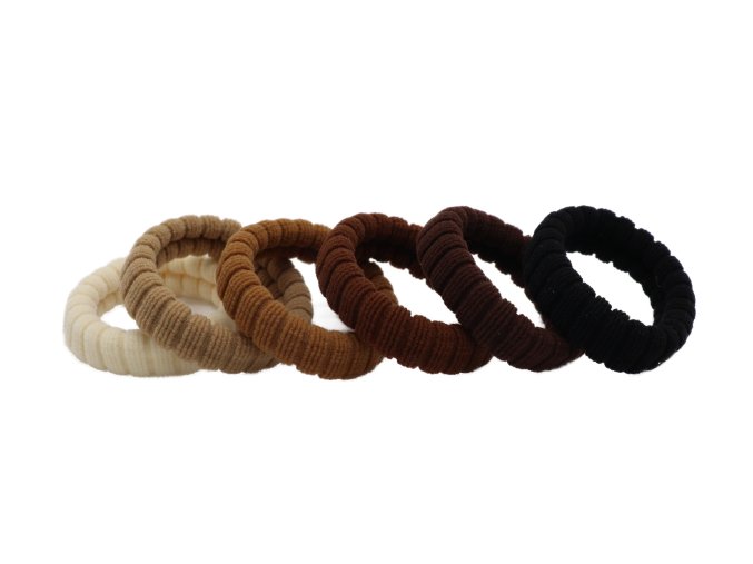 Gumičky do vlasů v hnědých odstínech, 6 ks