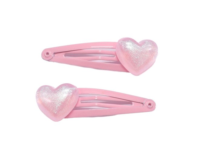 Sponky s perleťovým srdíčkem, 2 ks