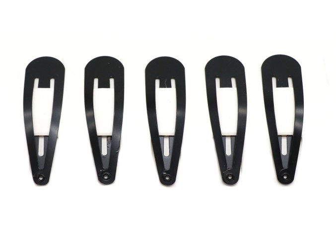 Černé matné kovové sponky na vlasy, 5 ks