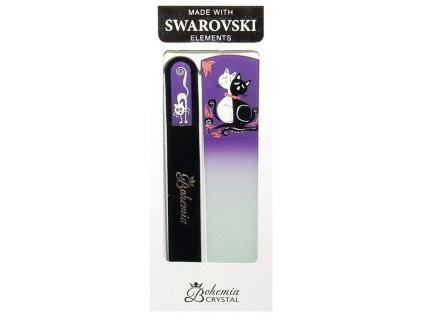 BOHEMIA CRYSTAL Cats Darčeková sada ručne maľovaných sklenených pilníkov - mačky, fialová