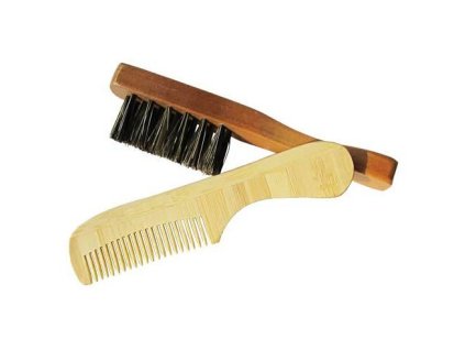 DUKO Beard SET BAM-68 + WC-11 bambusový hrebienok + drevený kefka na fúzy