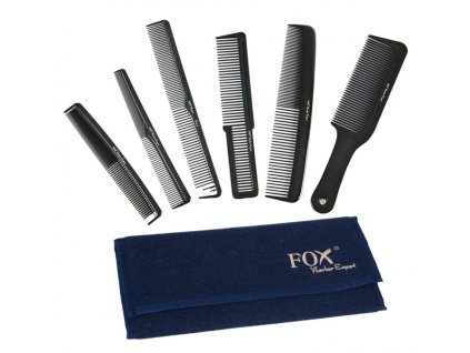 FOX Barber Expert Sada profesionálnych hrebeňov na vlasy - džínsové puzdro