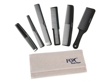 FOX Barber Expert Sada profesionálnych hrebeňov na vlasy - ľnené puzdro