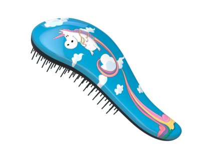 DTANGLER Unicorn Blu Profesionálna kefa s rukoväťou na rozčesanie vlasov - modrý jednorožec