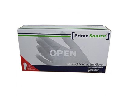 PRIME SOURCE L 8-9 Vinyl Examination Gloves 100ks - jednorazové vinylové rukavice - veľké L