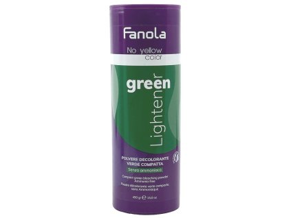 FANOLA No Yellow Green Lightener 450g - zelený odfarbovací prášok s anti-červeným účinkom