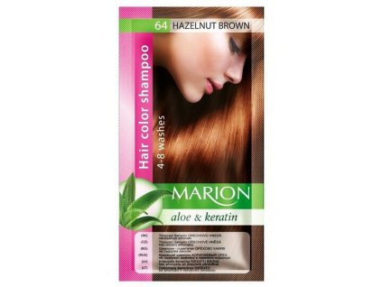 MARION Hair Color Shampoo 64 Hazelnut Brown - farebný tónovací šampón 40ml - oriešková