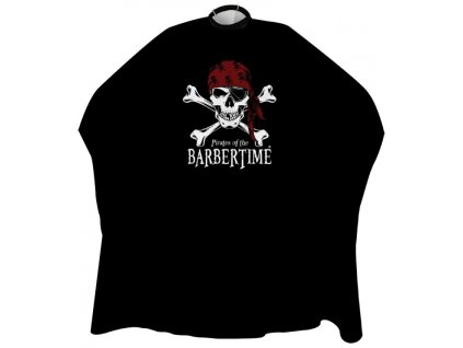 BARBERTIME Crystal Barber Cape - barber pláštenka pirátsky znak - čierna