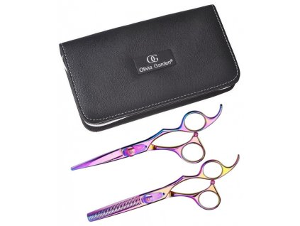 OLIVIA GARDEN SilkCut Rainbow SET - sada profi kaderníckych nožníc 5.75 + efilačky 6.35