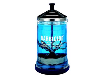 60971 sklenena nadoba na dezinfekci barbicide glass jar 750 ml