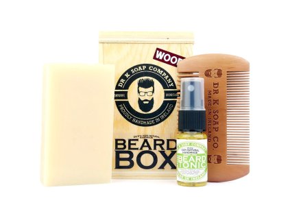 64217 sada mydla hrebenu a tonika na vousy v drevenem boxu dr k soap company beard box wood