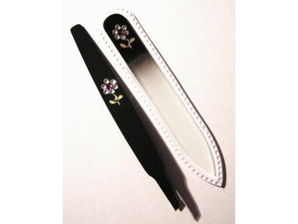 BOHEMIA CRYSTAL SET Swarovski - sklenený pilník 90mm + šikmá pinzeta 97mm - čierna