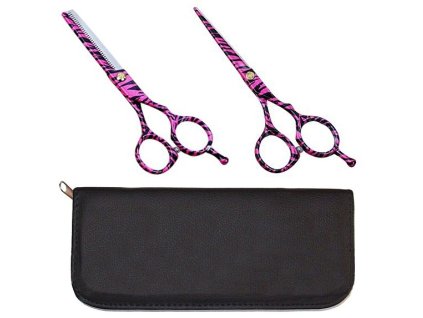 PRO FEEL JAPAN SET Pink Black - sada profesionálnych 5,5´ kaderníckych nožníc