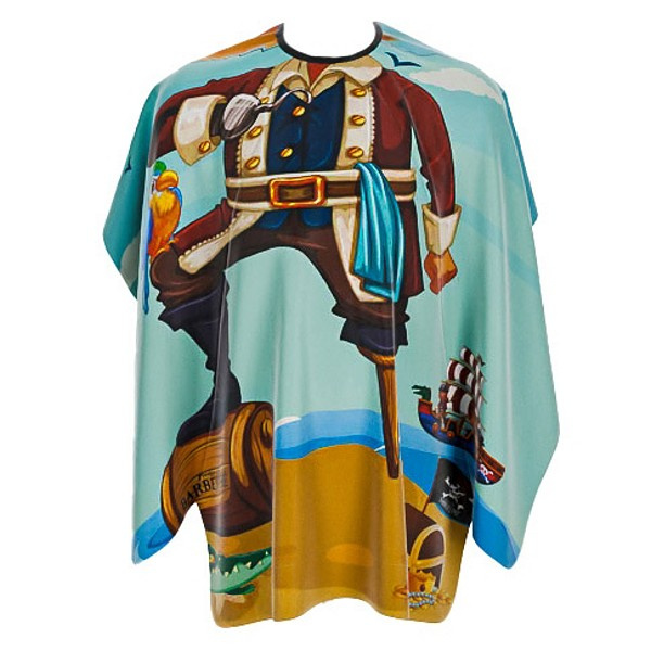 BARBERTIME Crystal Child Cape - detská barber pláštenka pirát - modrá