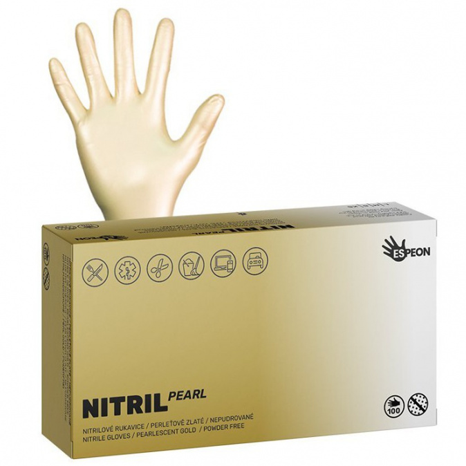 ESPEON Nitril Sparkle GOLD 100ks S - nitrilové rukavice na viacnásobné použitie - zlaté