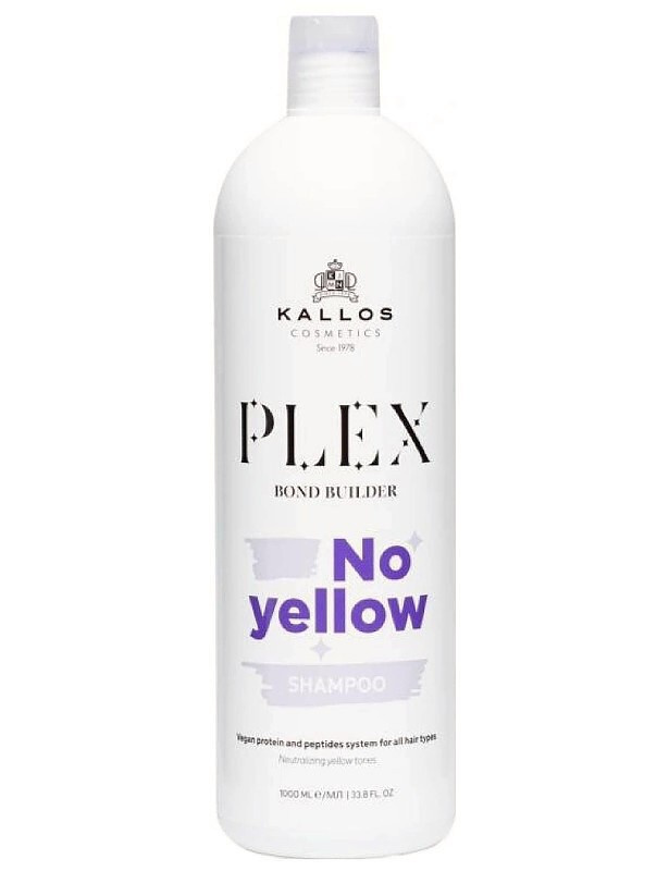 KALLOS Plex Bond No Yellow Shampoo 1000ml - neutralizačný šampón proti žltým tónom blond vlasov